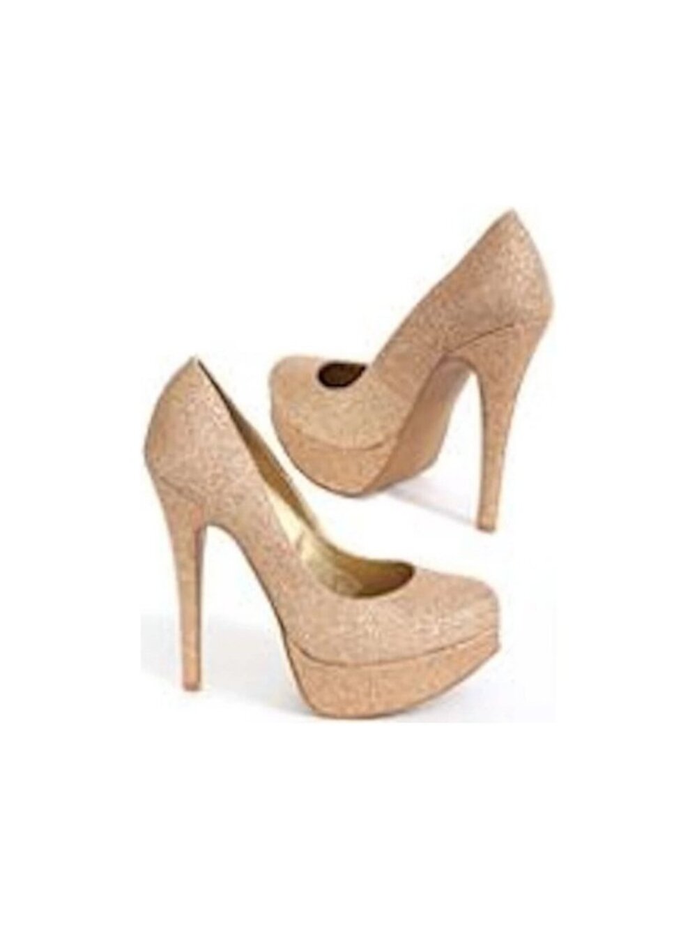 Fredericks of Hollywood 12364 Gold Glitter Platform Pumps